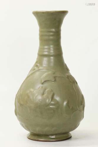 Chinese Celadon Floral Relief Yuhuchunping Vase