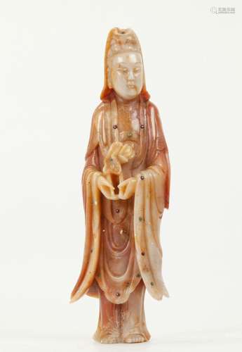 Chinese Shoushan Soapstone Standing Guanyin