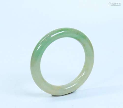 Fine Chinese Translucent Icy Green Jadeite Bangle