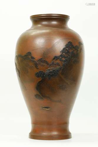 Fine Japanese Mixed Metals on Bronze Vase