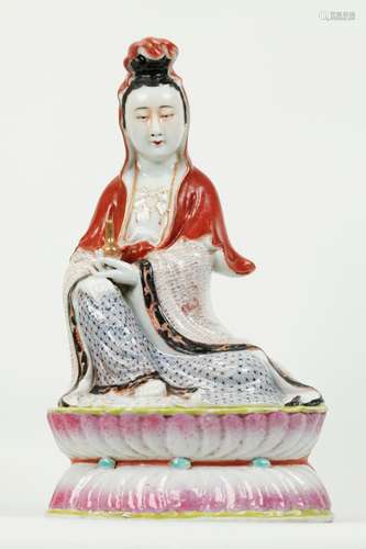 Chinese Enameled Porcelain Seated Guanyin