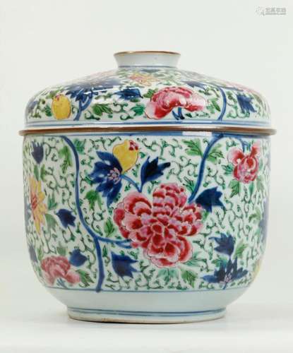 Chinese 18 C Famille Rose Porcelain Covered Bowl