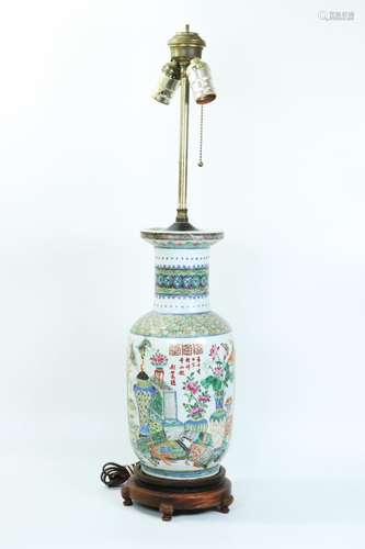 Chinese 19 C Famille Rose Porcelain Baluster Vase