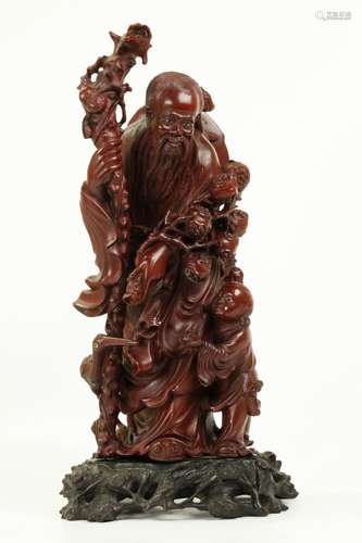 Chinese Boxwood Huangyangmu Shouxing Carving