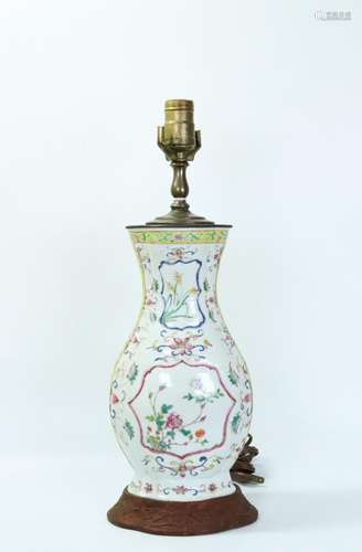 Chinese 19th C Flower Enameled Porcelain Vase