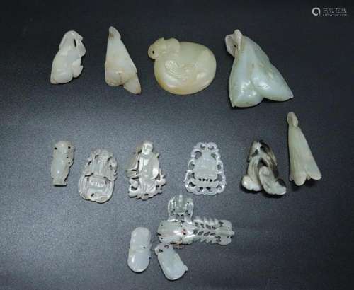 15 Chinese Qing White Jade Jewels/Pendants