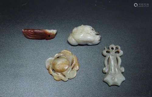 4 Chinese Ming/Qing Jade Toggles or Pendants