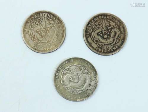 3 Chinese Silver Dragon Coins