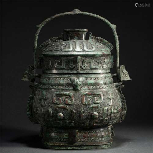 A CHINESE BRONZE WINE VESSEL YOU