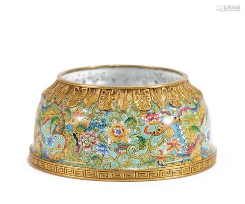 A CHINESE PAINTED ENAMEL BRONZE WATERPOT