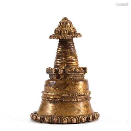 A TIBETAN BRONZE STUPA