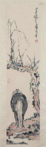 A CHINESE PAINTING OF HORSE SIGNED PAN TIANSHOU