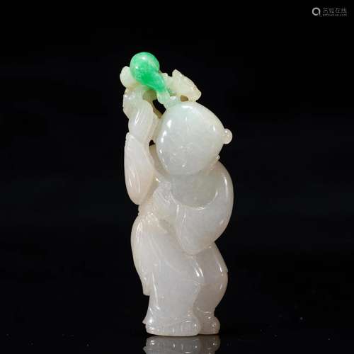 A CHINESE CARVED JADEITE KID