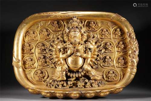 A TIBETAN BRONZE-GILT FRIEZE OF YAMANTAKA