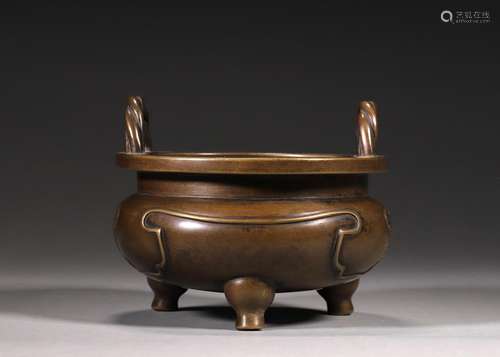 A double-eared copper censer