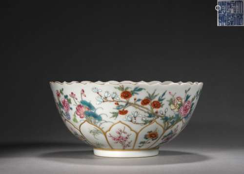 A famille rose flower porcelain bowl, Qianlong period, Qing ...