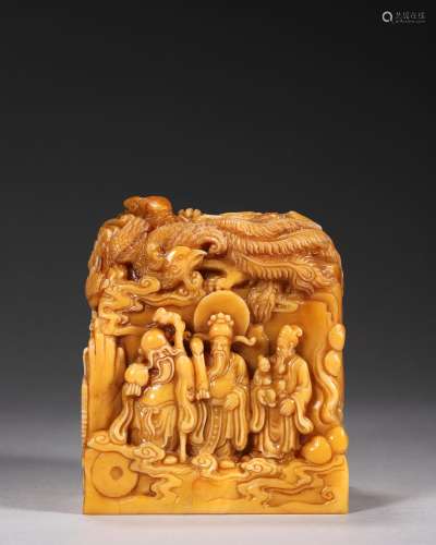 A dragon and phoenix patterned tianhuang Shoushan soapstone ...