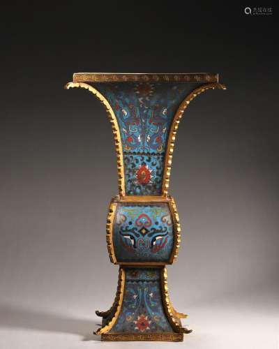 A taotie patterned cloisonne beaker vase