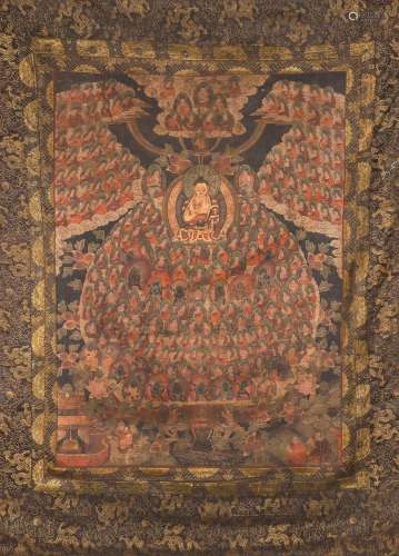 A Chinese thangka painting of buddha
