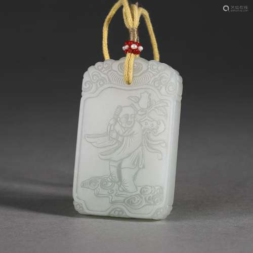 A figure patterned jade pendant