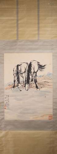 A Chinese painting of horse, Xu Beihong mark