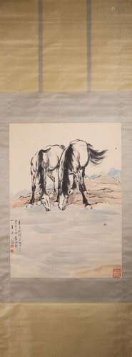 A Chinese painting of horse, Xu Beihong mark