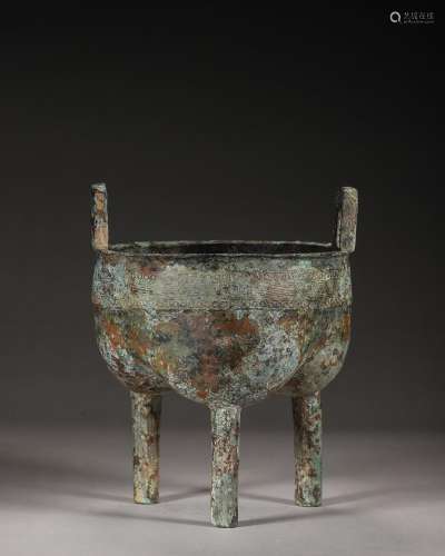 A double-eared bronze pot