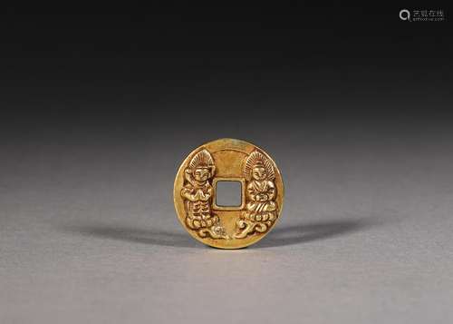 A buddha patterned gold coin