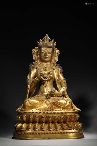 A gilding copper Vajrasattva statue