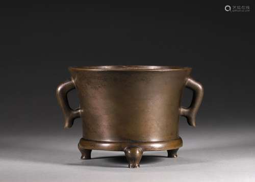 A double-eared copper censer