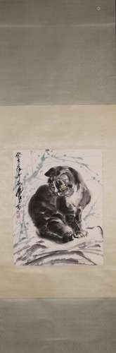 A Chinese cat painting, Huangzhou mark