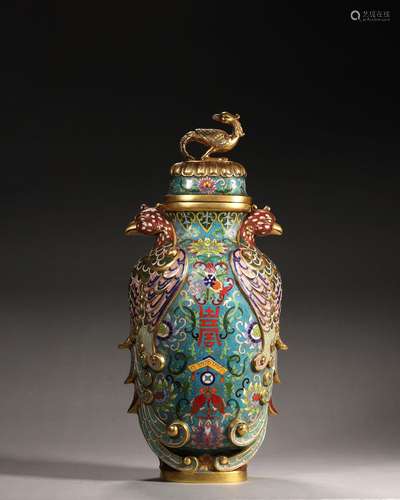 A cloisonne phoenix vase, Qianlong period mark