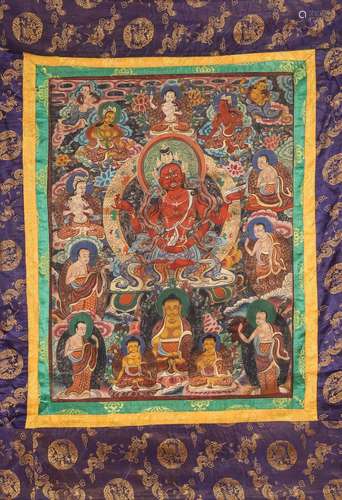 A Chinese thangka painting of buddha