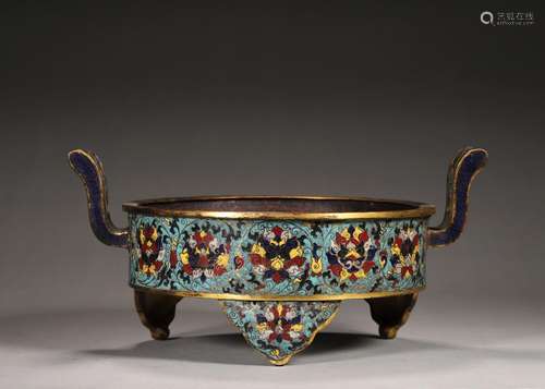 A double-eared cloisonne censer, Jingtai period, Ming dynast...