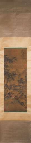 A Chinese figure silk scroll painting, Wen Zhengming mark