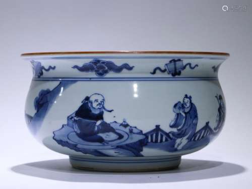 A blue and white 'figure' censer