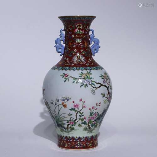 A famille-rose 'floral' vase