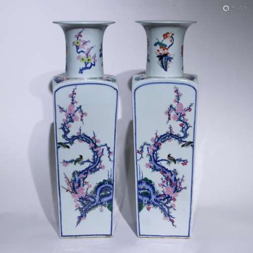 A pair of DouCai 'floral and birds' vase