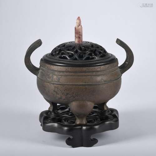 A bronze censer