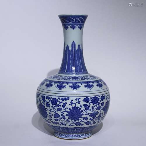 A blue and white 'lotus' vase