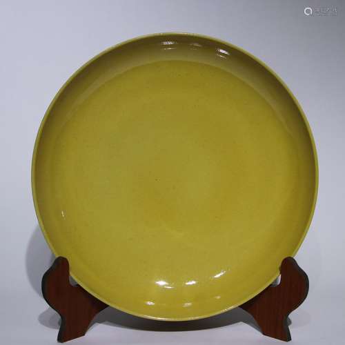 A yellow glazed dish