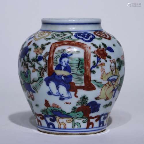 A Wu cai 'figure' jar