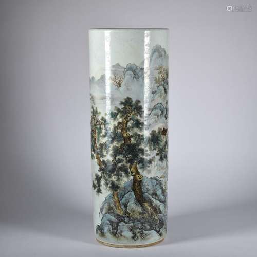 A famille-rose 'landscape' vase