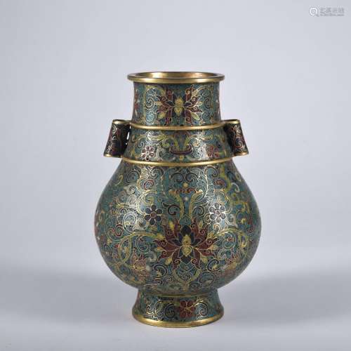 A Cloisonne enamel 'lotus' vase
