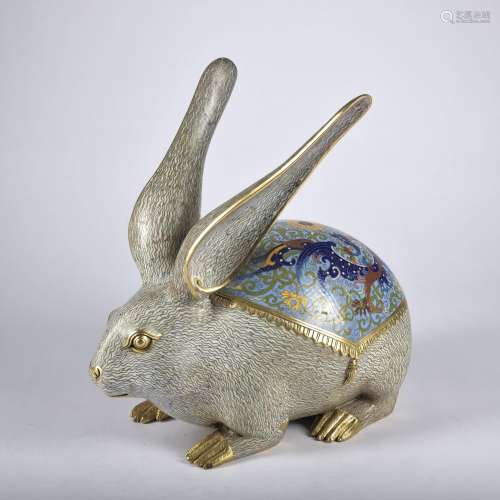 A Cloisonne enamel rabbit