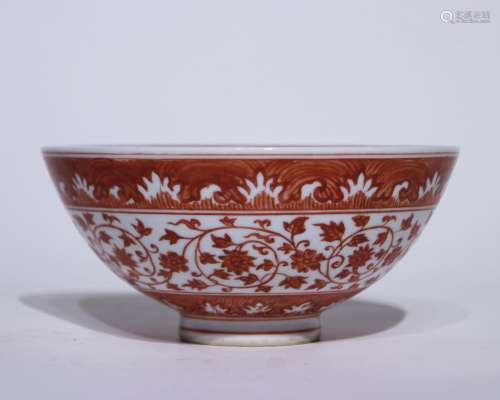An allite red glazed 'lotus' bowl
