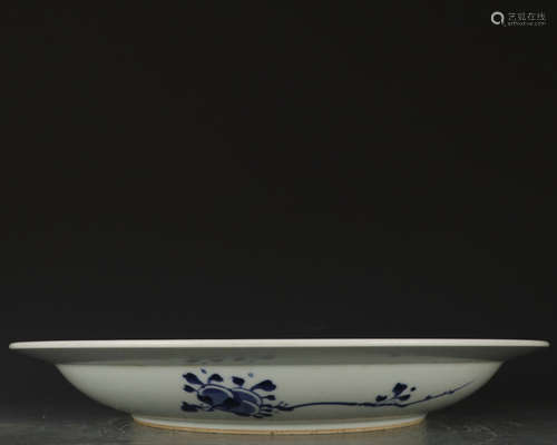 A blue and white dish