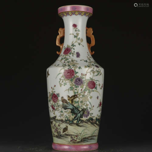 A famille-rose 'floral' vase