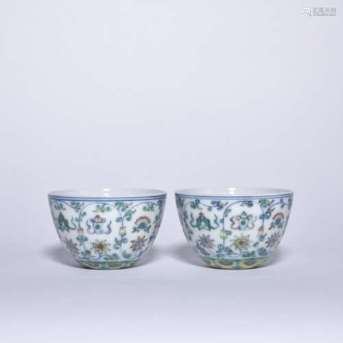 A pair of DouCai 'floral' cup