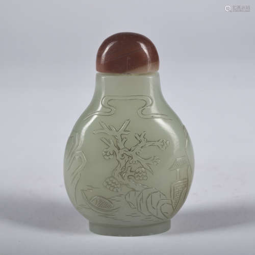 A jade 'poems' snuff bottle